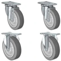 5" X 1.25" Thermo Plastic Rubber Caster Set of 4 - 2 Swivel & 2 Rigid Casters - 1,260 Capacity Per Set CasterHQ