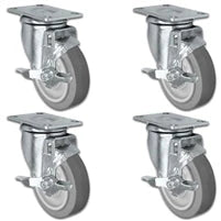 5" X 1.25" Thermo Plastic Rubber Caster Set of 4 - All Swivel Locking Casters - 1,260 lbs Capacity Per Set CasterHQ