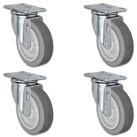 5" X 1.25" Thermo Plastic Rubber Wheel - Swivel Caster Set of 4 - 1,260 lbs Capacity Per Set CasterHQ