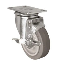 5" X 1.25" Light Duty TPR FX Formula XS Rubber Wheel - Swivel Caster with Top Locking Brake - 315 lbs Capacity CasterHQ
