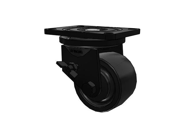 Albion Casters Black Low-Profile 3" MAX Nylon Wheel Side-Lock Caster with Top Plate – Durable, High-Performance Industrial Caster for Heavy Loads Albion-Casters