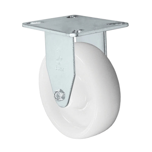 Durastar 3" x 1-1/4" Nylon Rigid Caster - 300 Load Capacity w/ 3/8 Plain Bore, Choose Top Plate Option Durastar