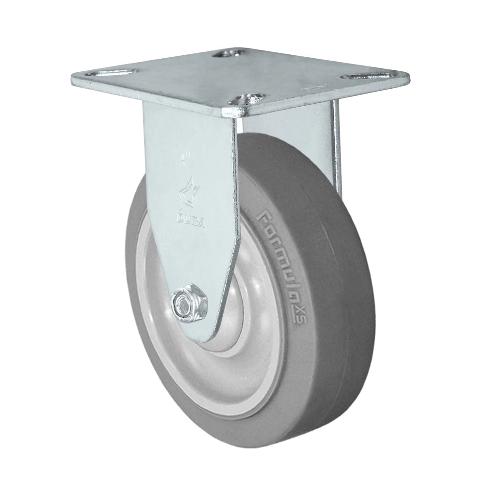 Durastar 3" x 1-1/4" Soft Rubber Rigid Caster - 175 lb Capacity, 2-3/8" x 3-5/8" Top Plate Durastar