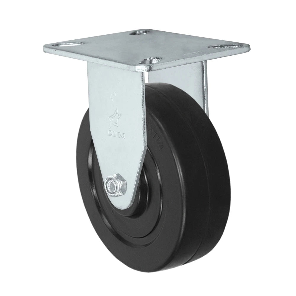 Durastar Light Medium Duty 24 Series - 4" x 1-1/4" Hard Rubber Rigid Caster - 300 lb Capacity, Choose Top Plate Option Durastar