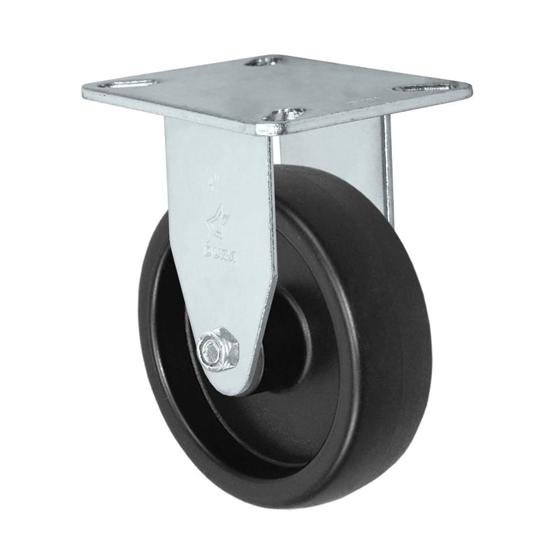 Durastar Light Medium Duty 24 Series - 4" x 1-1/4" Polyolefin Rigid Caster - 300 lb Capacity, Choose Top Plate Option Durastar