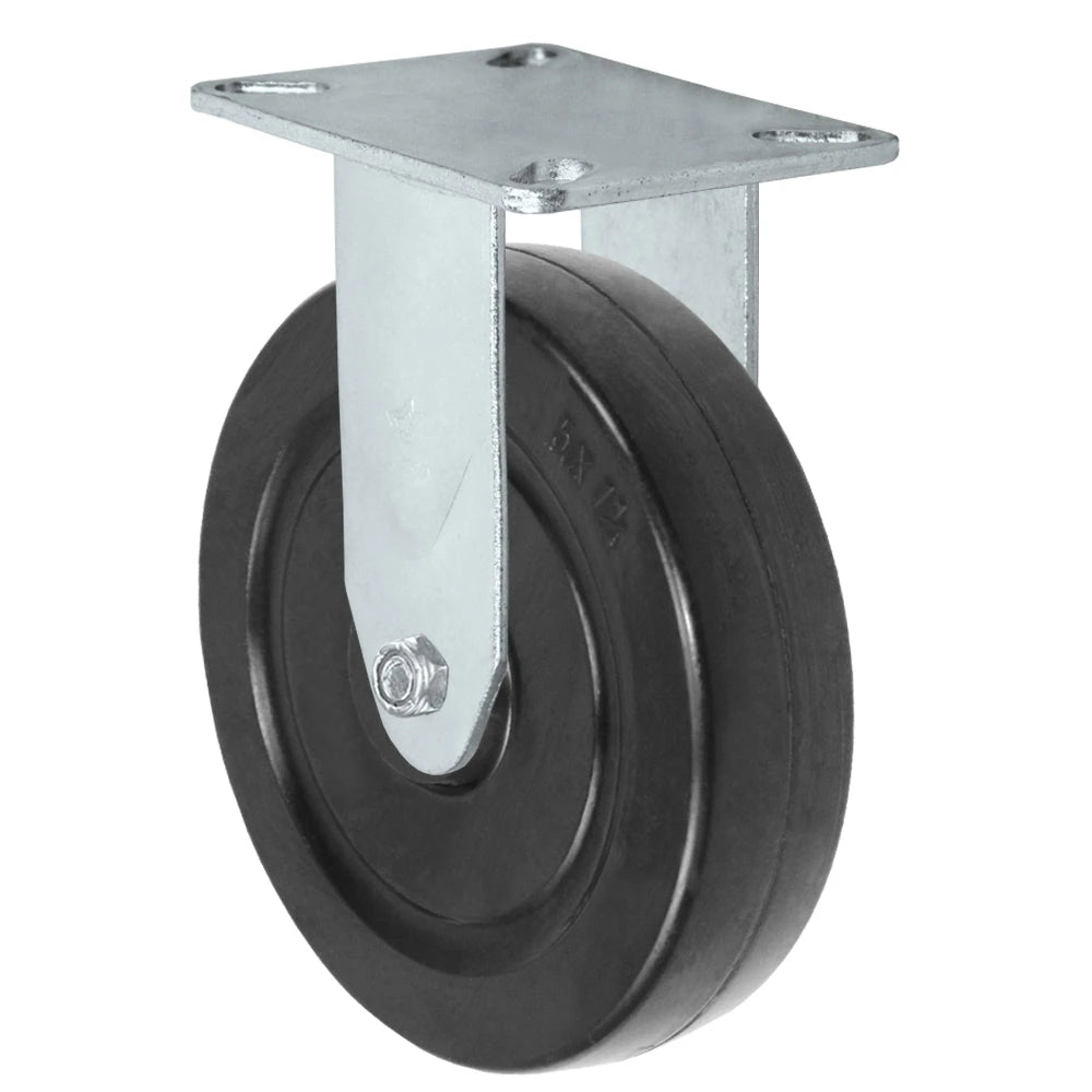Durastar Light Medium Duty 24 Series - 5" x 1-1/4" Hard Rubber Rigid Caster - 325 lb Capacity, Choose Top Plate Option Durastar