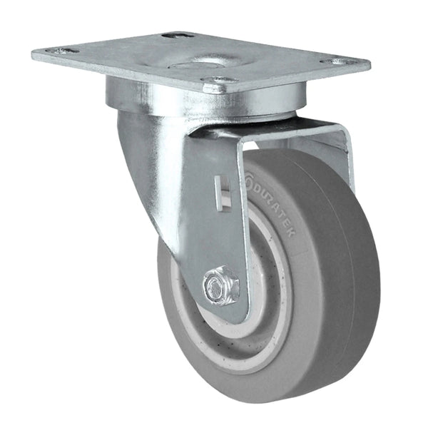 Durastar 3" x 1-1/4" Duratek High Tech Rubber Swivel Caster - 225 Load Capacity, Choose Top Plate Option Durastar