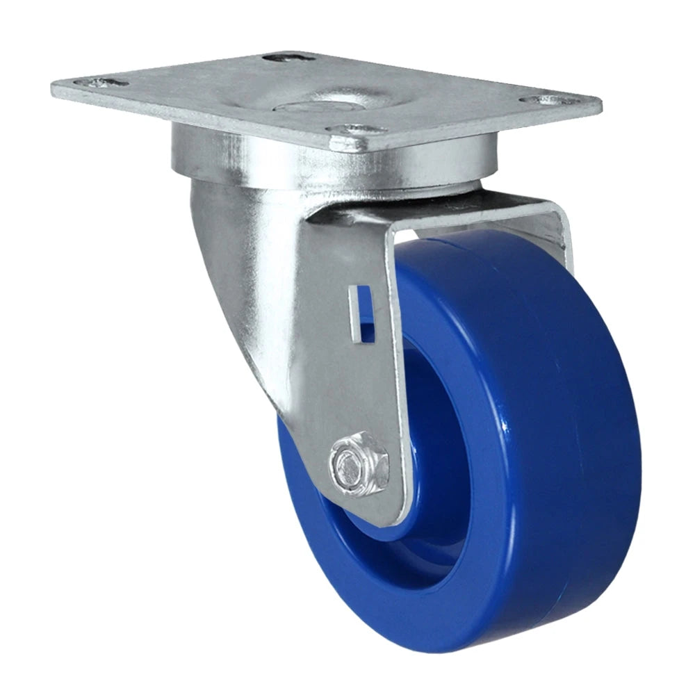 Durastar 3" x 1-1/4" Solid Polyurethane Swivel Caster - 300 Load Capacity w/ 1/2 Plain Bore with Bushing, Choose Top Plate Option Durastar