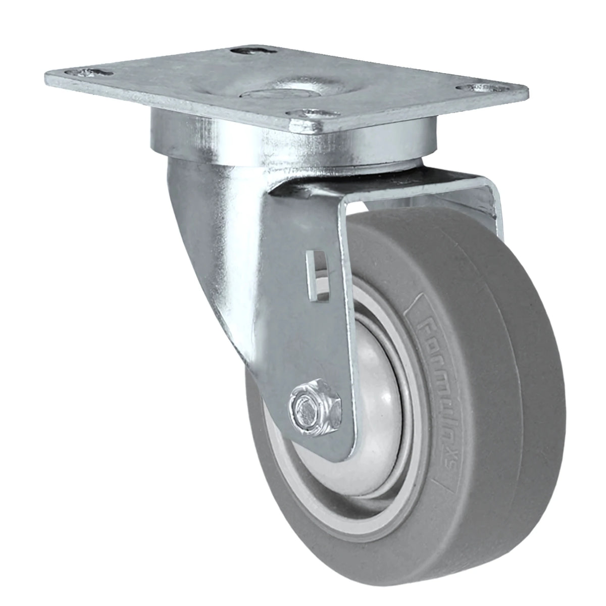Durastar 3" x 1-1/4" Soft Rubber Swivel Caster - 175 lb Capacity, 2-3/8" x 3-5/8" Top Plate Durastar