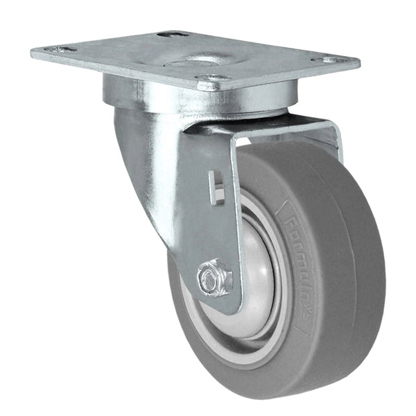 Durastar 3-1/2" x 1-1/4" FX Thermoplastic Rubber Swivel Caster - 230 Load Capacity w/ Precision Small Thread Guard, Choose Top Plate Option Durastar