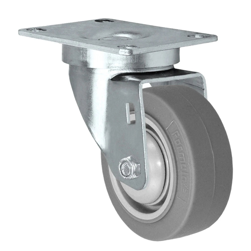 Durastar 3-1/2" x 1-1/4" FX Thermoplastic Rubber Swivel Caster - 230 Load Capacity w/ Precision Small Thread Guard, Choose Top Plate Option Durastar