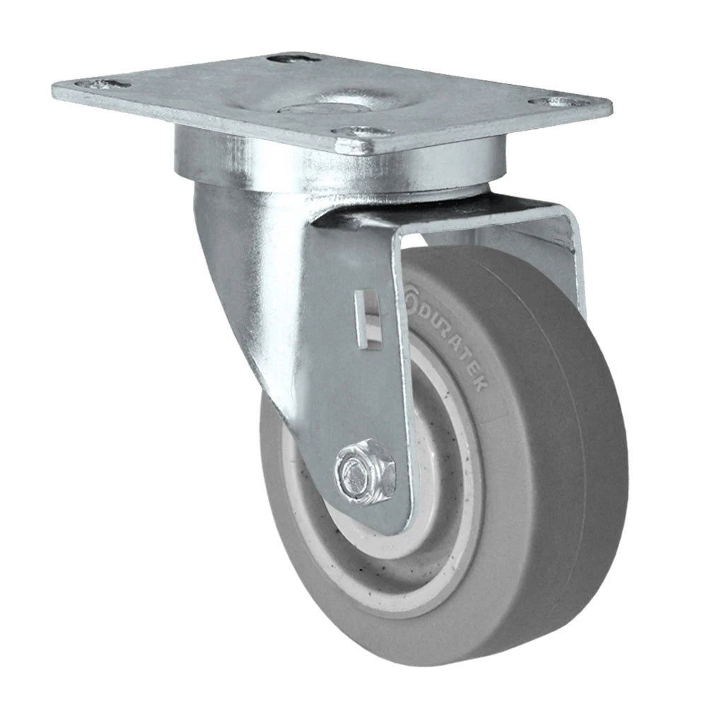 Durastar 3-1/2" x 1-1/4" Duratek High Tech Rubber Swivel Caster - 250 Load Capacity, Choose Top Plate Option Durastar
