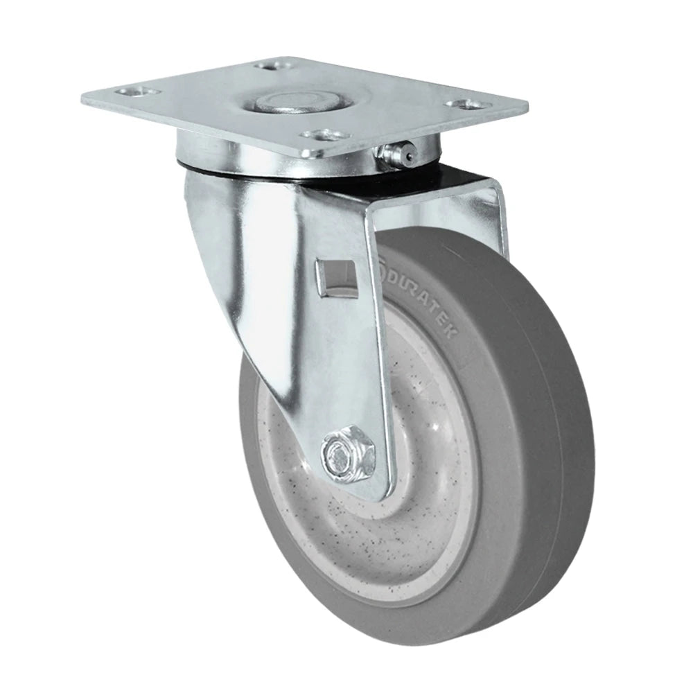 Durastar 4" x 1-1/4" Duratek High Tech Rubber Swivel Caster - 300 Load Capacity w/ Choose Bearing, Choose Top Plate Option Durastar