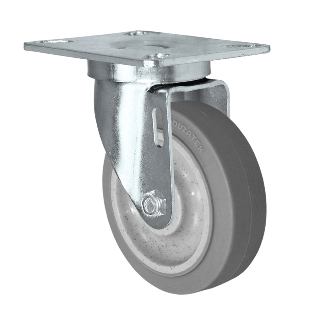 Durastar Light Medium Duty 24 Series - 5" x 1-1/4" Duratek High Tech Rubber Swivel Caster - 325 lb Capacity, Choose Top Plate Option Durastar
