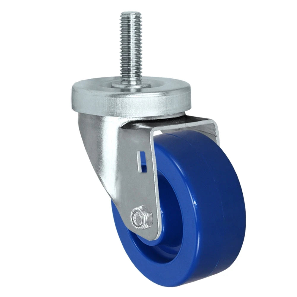 Durastar 5" x 1-1/4" Solid Blue Polyurethane Swivel Threaded Stem Caster - 350 lb Capacity Durastar
