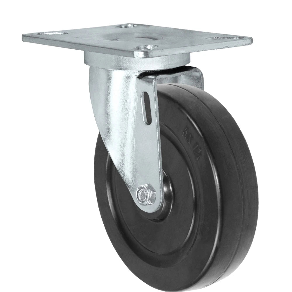 Durastar Light Medium Duty 24 Series - 5" x 1-1/4" Soft Rubber Swivel Caster - 250 lb Capacity, Choose Top Plate Option Durastar