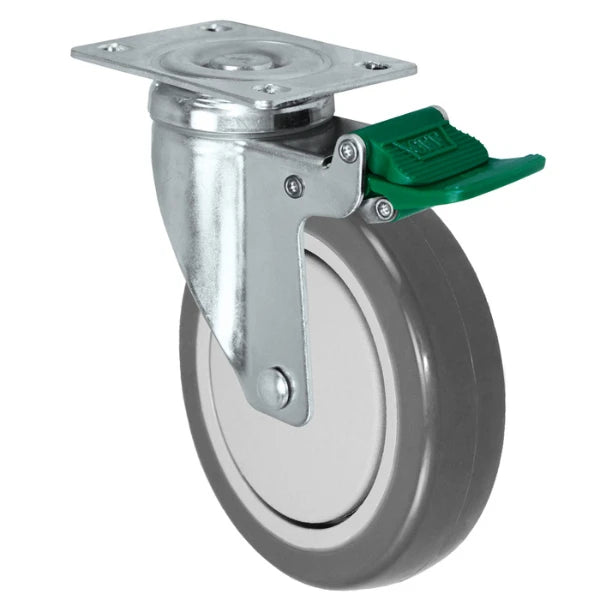 Durastar 4" x 1-1/4" Polyurethane on Polyolefin Swivel Caster - 300 lb Capacity, 2-3/8" x 3-5/8" Top Plate Durastar