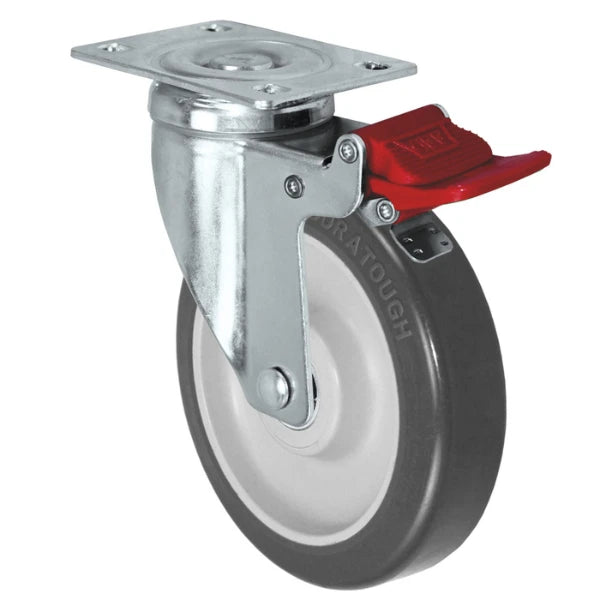 Durastar 4" x 1-1/4" Duratough Polyurethane on Polyolefin Swivel Caster - 325 lb Capacity, 2-3/8" x 3-5/8" Top Plate Durastar