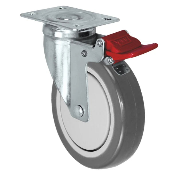 Durastar 5" x 1-1/4" Polyurethane on Polyolefin Swivel Caster - 325 lb Capacity, 2-3/8" x 3-5/8" Top Plate Durastar