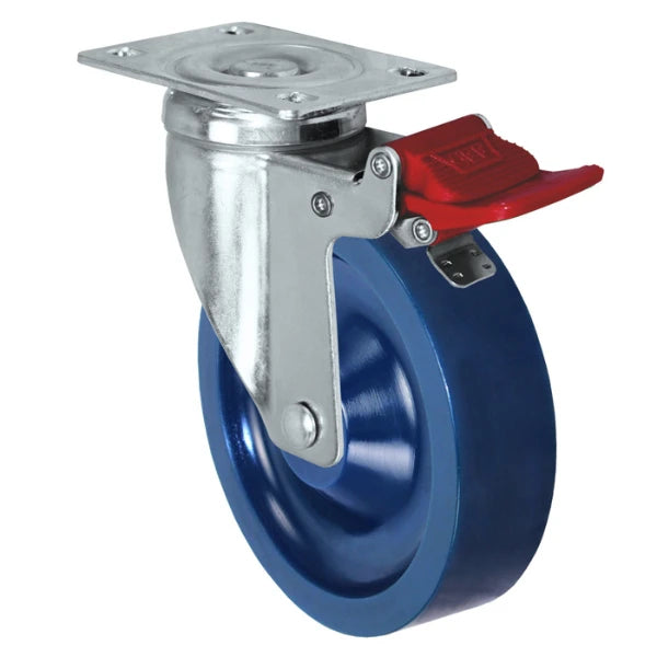 Durastar 5" x 1-1/4" Solid Polyurethane Swivel Caster - 400 lb Capacity, 2-3/8" x 3-5/8" Top Plate Durastar