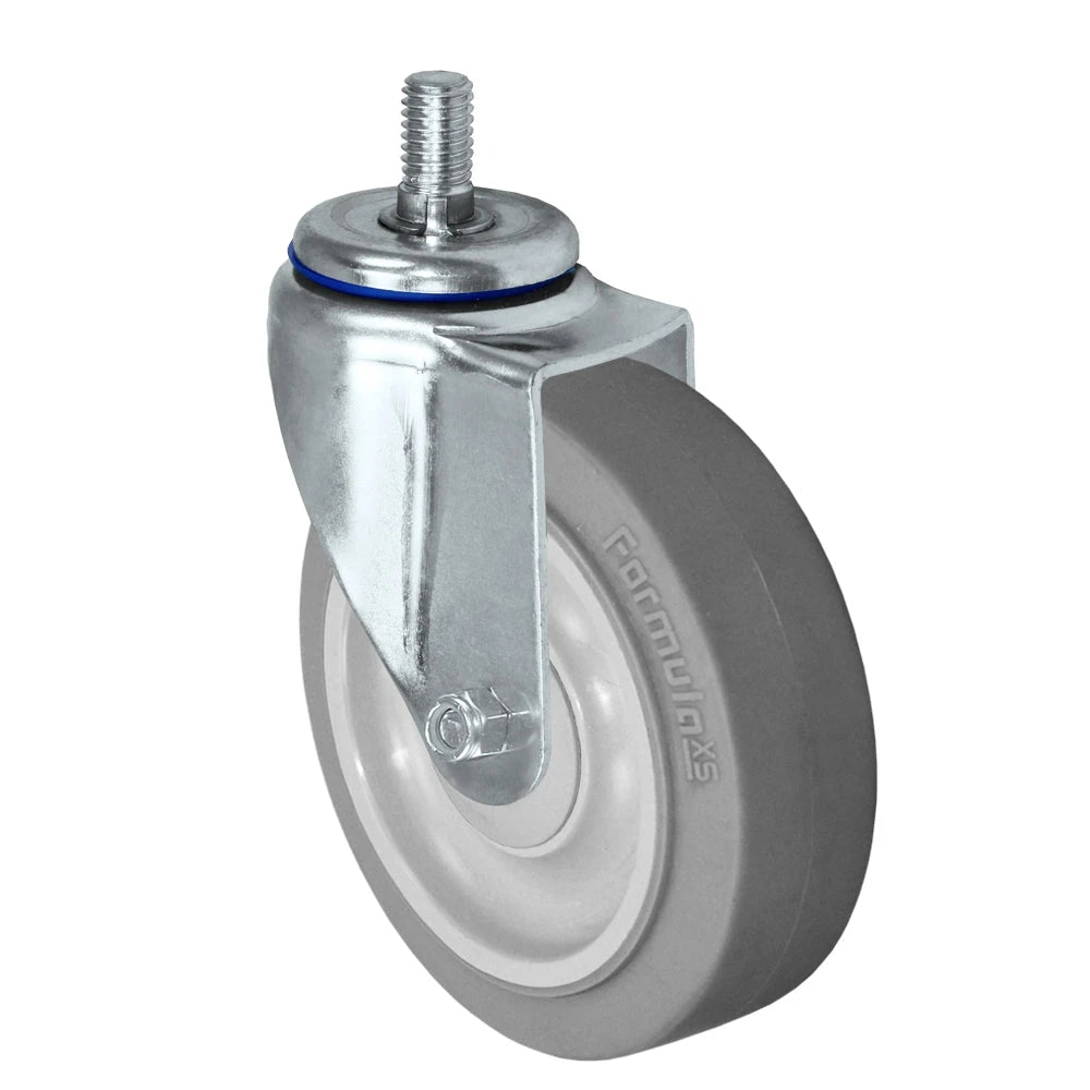 Durastar Light Medium Duty 26 Series - 4" x 1-1/4" FX Thermoplastic Rubber Threaded Stem Caster - 300 lb Capacity, Precision Small Thread Guard, & 1/2"-13 x 3/4" Threaded Stem Durastar