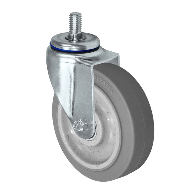Durastar Light Medium Duty 26 Series - 4" x 1-1/4" Duratek High Tech Rubber Threaded Stem Caster - 300 lb Capacity, Annular Bearing, & 1/2"-13 x 3/4" Threaded Stem Durastar