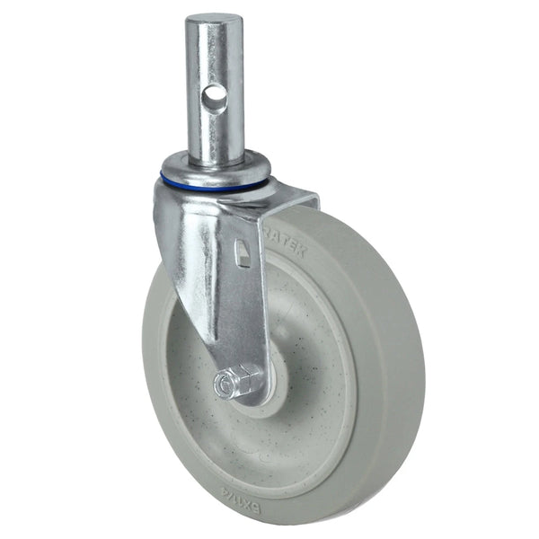 Durastar Light Medium Duty 26 Series - 4" x 1-1/4" Duratek High Tech Rubber Round Stem Caster - 300 lb Capacity, Annular Bearing, & 1" x 2-1/2" Round Stem Durastar