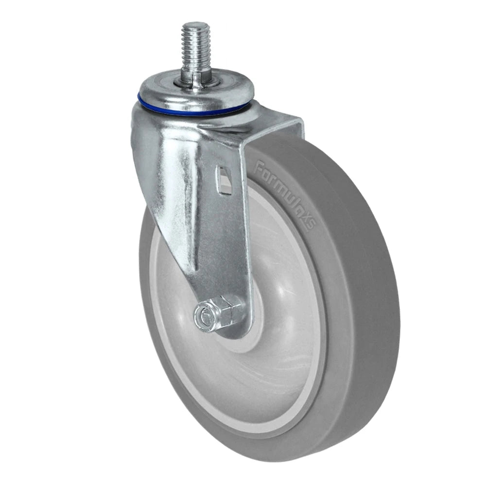 Durastar Light Medium Duty 26 Series - 5" x 1-1/4" FX Thermoplastic Rubber Threaded Stem Caster - 315 lb Capacity, Precision Small Thread Guards, & 1/2"-13 x 3/4" Threaded Stem Durastar