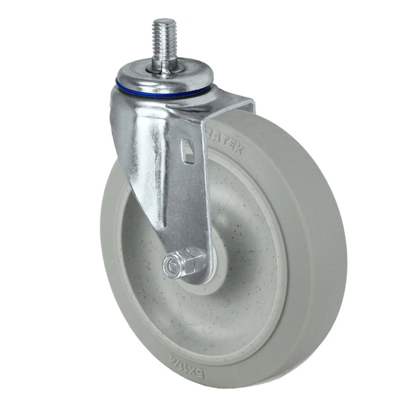 Durastar Light Medium Duty 26 Series - 5" x 1-1/4" Duratek High Tech Rubber Threaded Stem Caster - 325 lb Capacity, Annular Bearing, & 1/2"-13 x 3/4" Threaded Stem Durastar