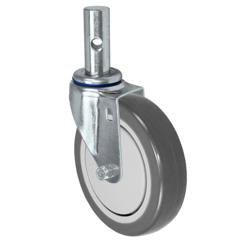Durastar Light Medium Duty 26 Series - 5" x 1-1/4" Polyurethane on Polyolefin Round Stem Caster - 325 lb Capacity, Precision Small Thread Guard, & 1" x 2-1/2" Round Stem Durastar