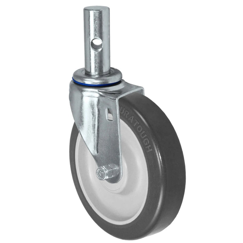 Durastar Light Medium Duty 26 Series - 5" x 1-1/4" DURATOUGH Polyurethane on Polyolefin Round Stem Caster - 350 lb Capacity, Annular Bearing, & 1" x 2-1/2" Round Stem Durastar
