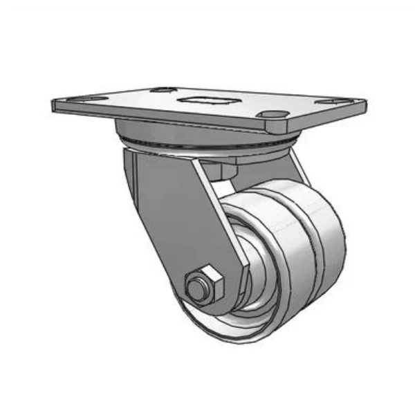 Dual-Wheel 3.25" Cast Iron Caster with 6.25"x4.5" Plate, Low Profile Albion-Casters