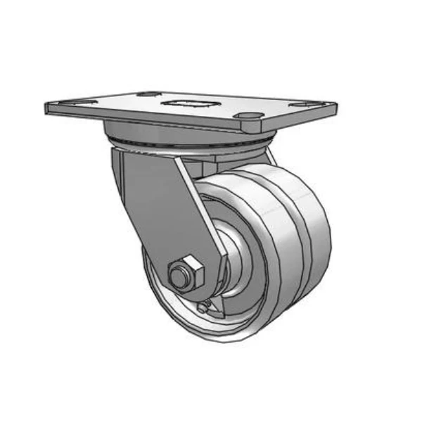 Dual-Wheel 4" Cast Iron Caster | 1200 lb Capacity | Low Profile | 6.25"x4.5" Plate | SKU 272CA04101S Albion-Casters