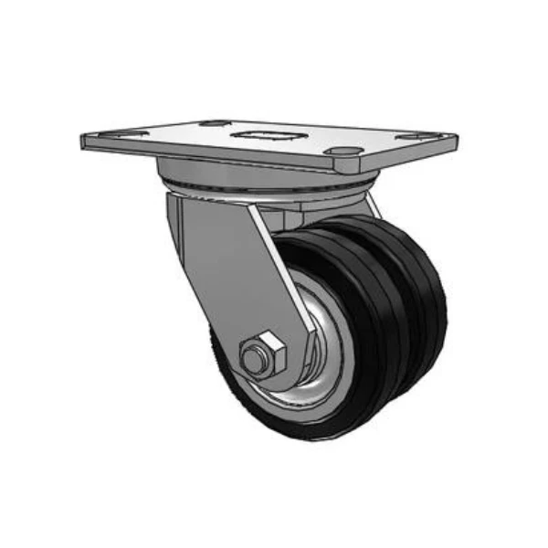 Dual-Wheel 4" MR Rubber on Cast Iron Caster | 500 lb Capacity | Low Profile | 6.25"x4.5" Plate | 272MR04101S Albion-Casters