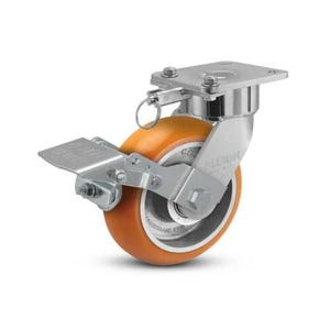 Albion 28AN06228SLFBK 6" x 2" Orange Swivel Caster with Brake – 1250 lb
