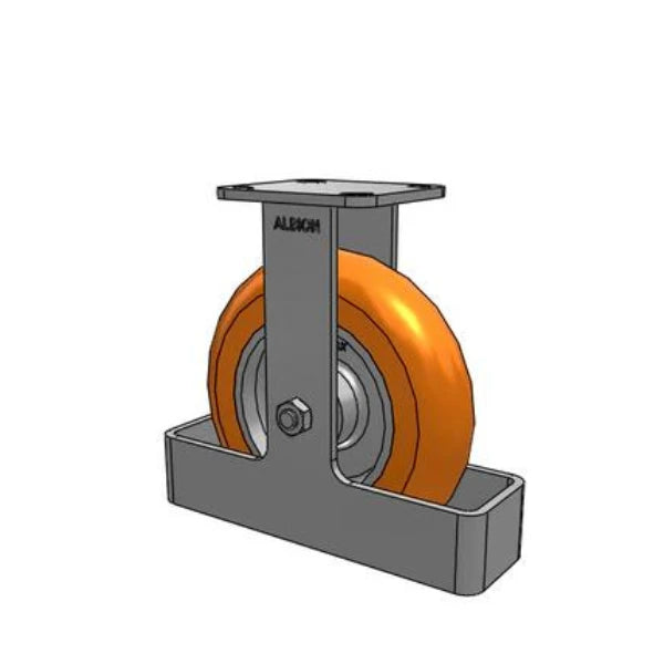 Albion Casters 8" x 2" Maintenance-Free Rigid Caster with MAX Efficiency Orange Wheel and Toe Guard - 1500 lb Capacity, USA-Made, 9.5" OAH, 4" x 4.5" Plate - Model 28AN08228R01TO Albion-Casters