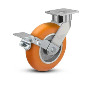 Albion 28AN08228SFBK 8" x 2" Orange Ergonomic Caster with Brake – 1500 lb