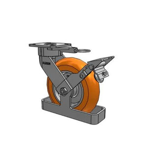 Albion 28AN08228SLFBKTO 8" x 2" Orange Ergonomic Caster – 1500 lb