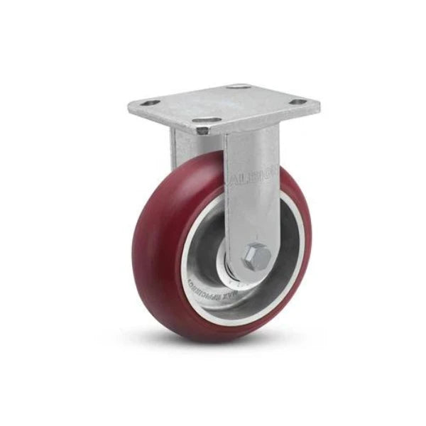 Albion Casters 6" x 2" Maintenance-Free Rigid Caster - Ergonomic MAX Efficiency Maroon Wheel, 1250 lb Capacity, 4" x 4.5" Plate, Made in USA - Model 28AX06228R Albion-Casters