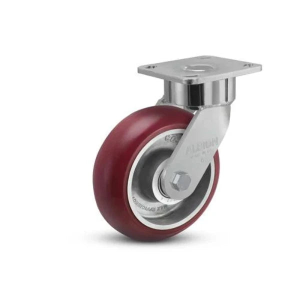 Albion Casters 6" x 2" Maintenance-Free Swivel Caster with MAX Efficiency Wheel - Ergonomic Design, 1250 lb Capacity, 4" x 4.5" Plate - Made in USA (SKU: 28AX06228S) Albion-Casters