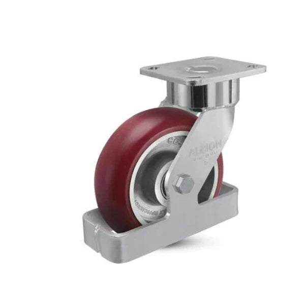 Albion Casters 6" x 2" Maintenance-Free Swivel Caster with MAX Efficiency Wheel & Toe Guard – Ergonomic Design, 1250 lb Load Capacity, USA-Made, 4" x 4.5" Plate - Model 28AX06228STO Albion-Casters