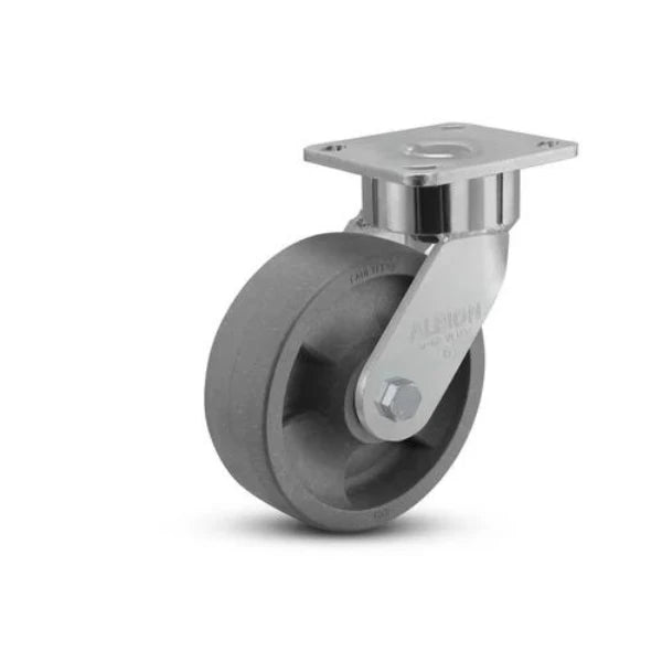Albion Casters 6" x 2" Maintenance-Free - Rigid Caster - USA-Made Ergonomic Nylon Wheel with 4 x 4.5" Plate - 1200 lb Capacity, Durable Industrial Caster Albion-Casters