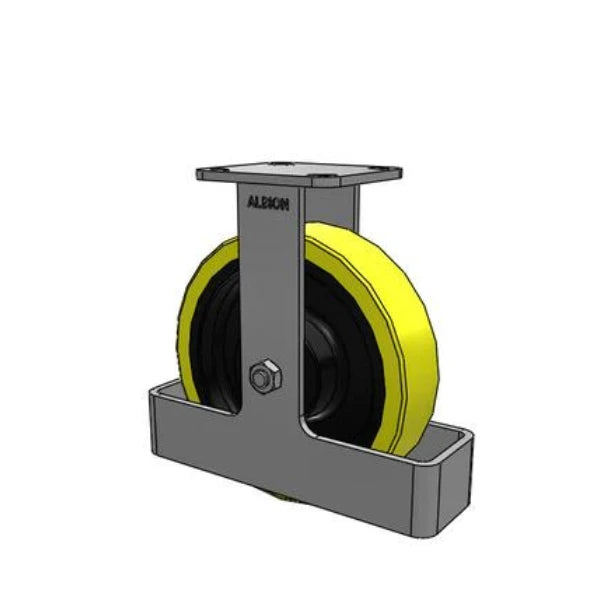 Albion Casters 8" x 2" Maintenance-Free Rigid Caster with HD Poly on Iron Wheel, Toe Guard, and 4" x 4.5" Plate - 1500 lb Capacity, 9.5" OAH, Made in USA Albion-Casters