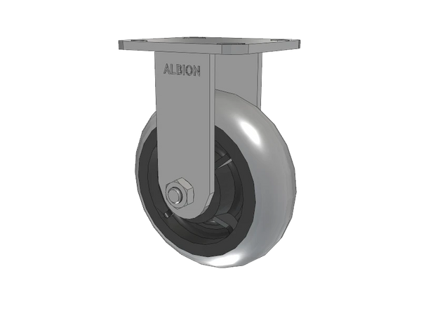 Albion Casters 6" x 2" USA Ergonomic Rigid Caster with Performance Rubber Donut Wheel and 4" x 4.5" Plate - High Load Capacity Industrial Caster Albion-Casters