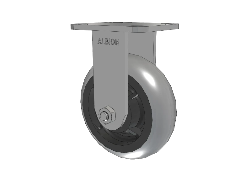 Albion Casters 6" x 2" USA Ergonomic Rigid Caster with Performance Rubber Donut Wheel and 4" x 4.5" Plate - High Load Capacity Industrial Caster Albion-Casters