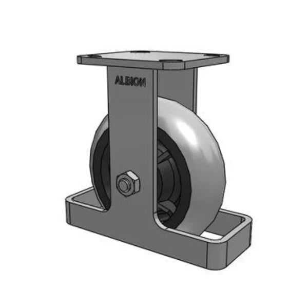 Albion Casters 6" x 2" Ergonomic Rigid Caster with Performance Rubber Donut Wheel and Toe Guard - 4" x 4.5" Plate, Model 28XR06228RTO | High-Performance Industrial Caster Albion-Casters