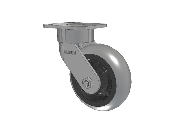 Albion Casters 6" x 2" USA Ergonomic Swivel Caster with Performance Rubber Donut Wheel and 4" x 4.5" Plate - High Maneuverability and Ergonomic Design Albion-Casters