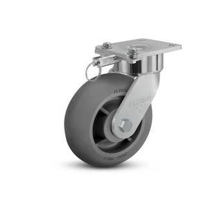 Albion 28XR06228SL 6"x2" Rubber Swivel Ergonomic Caster – 4"x4.5" Plate