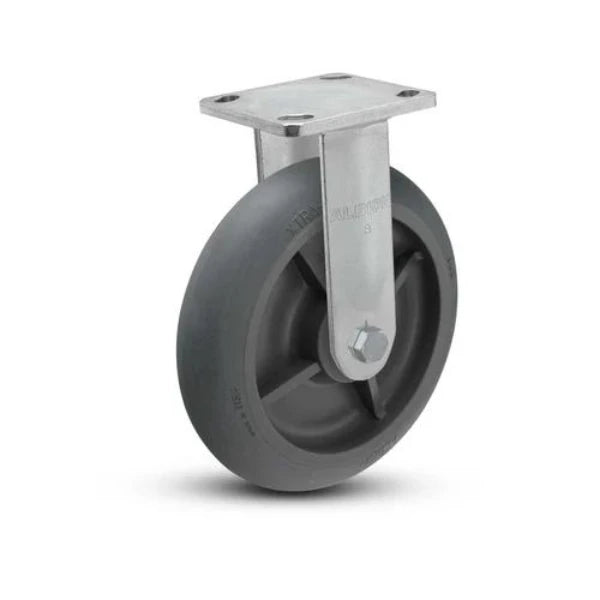 Albion Casters 8" x 2" Ergonomic Rigid Caster with Performance Rubber Donut Wheel and 4" x 4.5" Plate – 9.5" Overall Height, Model 28XR08228R01 | Durable & High-Performance Industrial Caster Albion-Casters