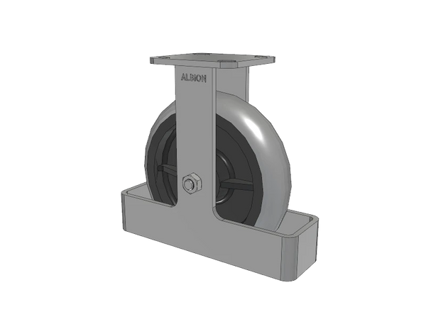 Albion Casters 8" x 2" USA Ergonomic Rigid Caster with Performance Rubber Donut Wheel, 9.5" OAH, Toe Guard, and 4" x 4.5" Plate - Model 28XR08228R01TO Albion-Casters